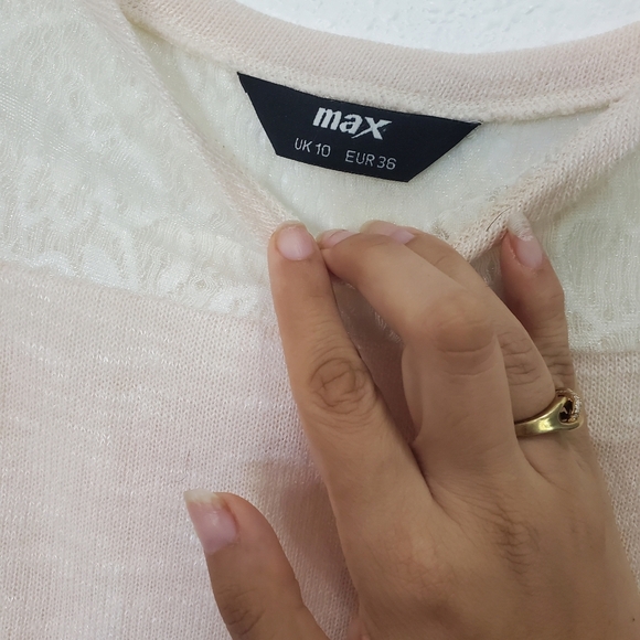 Elegant light Pink Lace Detail Top - Soft and Stylish Women's‎ Blouse" - Picture 4 of 5